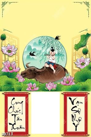 bộ lịch trở về tuổi thơ cậu bé ngồi trên lưng trâu thỏi sáo