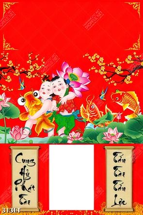 ý nghĩa nhân dịp đầu năm mới đem tới mẫu lịch tết em bé ôm cá chép thịnh vượng cho gia chủ