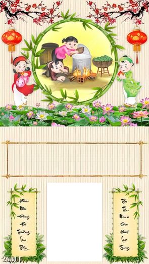 bộ lịch truyền thống khắc họa cảnh đêm nấu bánh sinh động