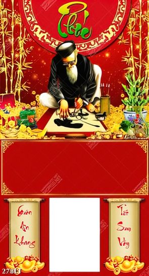 bộ lịch tết mang hình ảnh quen thuộc của ông đồ viết câu đối với những lời chúc xuân may mắn