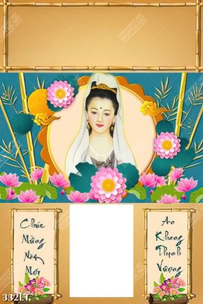 tải file PSD đón chào một năm mới với bộ lịch quan âm bồ tát cười hiền từ