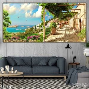 Tranh phong cảnh trên ngọn đồi bên bờ biển