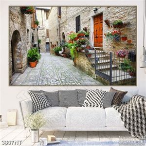 Tranh lối đường nhỏ trong khu nhà gác mái 3d