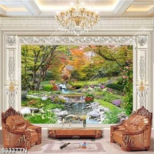 Tranh con suối nhỏ bên ngôi nhà gỗ file gốc Tranh con suối nhỏ bên ngôi nhà gỗ file gốc