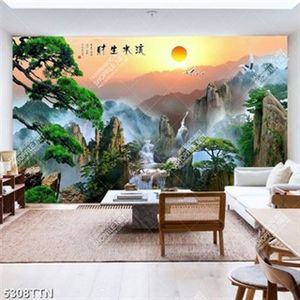 Tranh thác nước trên đỉnh núi phủ sương mờ nghệ thuật Tranh thác nước trên đỉnh núi phủ sương mờ nghệ thuật