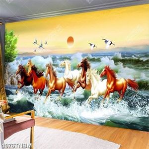 Tranh đàn ngựa vượt sóng nước decor tường