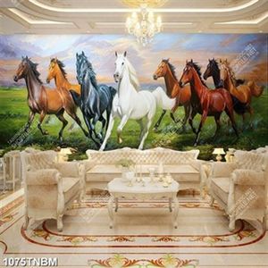 Tranh sơn dầu đàn ngựa trên đồng cỏ đẹp chất lượng cao
