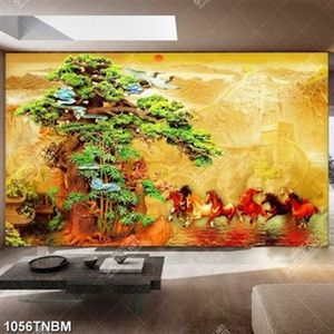 Tranh kim tiền bát mã decor nội thất