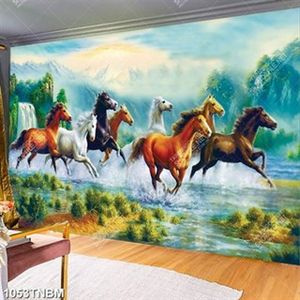 Tranh sơn dầu phong thủy bát mã đẹp nhất in uv