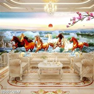 Tranh bát mã vượt dòng nước và hoa mộc lan đẹp nhất