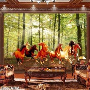 Tranh bát mã trong rừng cây decor phòng