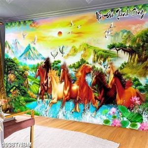 Tranh sơn dầu bát mã vượt sông file gốc