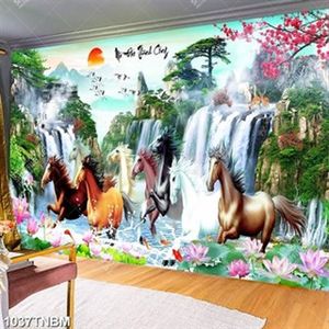 Tranh bát mã vượt thác nghệ thuật decor phòng khách