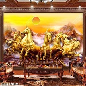 Tranh kim tiền bát mã màu vàng đẹp nhất