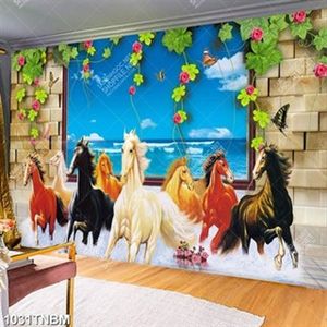 Tranh bát mã bên khung cửa sổ nghệ thuật