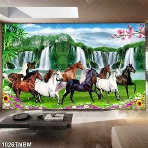 Tranh đàn ngựa bên thác nước đẹp nhất