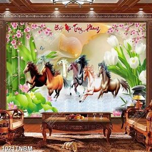Tranh 3D bát mã truy phong decor phòng khách Tranh 3D bát mã truy phong decor phòng khách