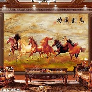 Tranh thư pháp sơn dầu bát mã truy phong in kính