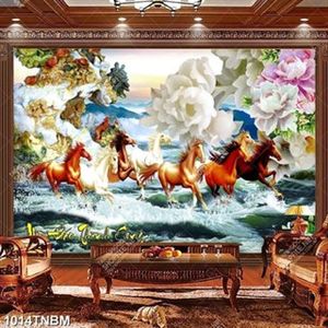 Tranh tranh kim tiền hoa giả ngọc và bát mã in uv