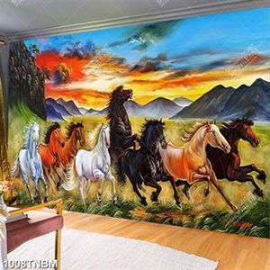 Tranh sơn dầu bát mã decor tường chất lượng cao