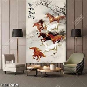 Tranh nghệ thuật bát mã đẹp in kính