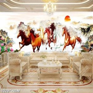 Tranh sơn dầu bát mã truy phong decor tường chất lượng cao