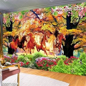 Tranh trang trí phòng khách mã đáo thành công in kính chất lượng cao