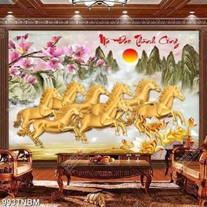 Tranh tượng bát mã bàng vàng chất lượng cao