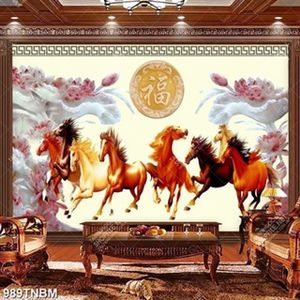 Tranh thư pháp bát mã 3D đẹp nhất in kính