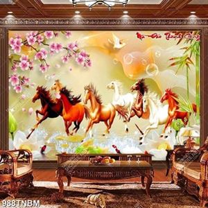 Tranh 3D giả ngọc mã đáo thành công decor tường