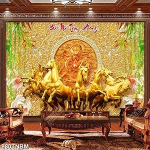 Tranh kim tiền bát mã truy phong chất lượng cao