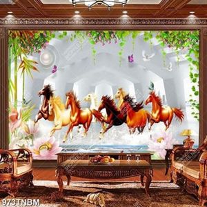 Tranh 3D bát mã truy phong nghệ thuật decor phòng khách