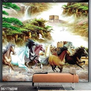 Tranh trang trí nội thất bát mã in kính chất lượng cao