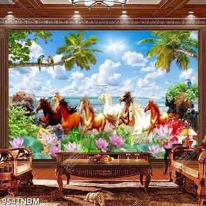 Tranh bát mã trên biển file gốc decor tường