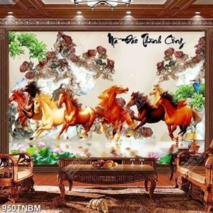 Tranh đá giả ngọc mã đáo thành công decor tường