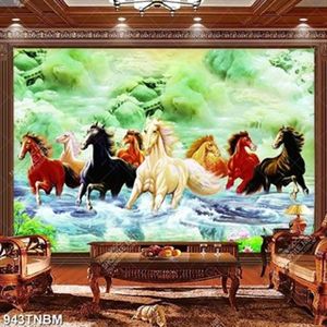 Tranh đá giả ngọc bát mã decor tường