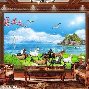 Tranh bát mã bên bờ biển đẹp nhất in uv