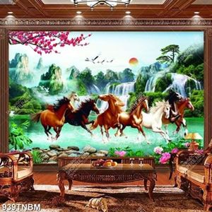 Tranh sơn thủy bát mã nghệ thuật chất lượng cao