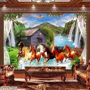 Tranh bát mã vượt  thác nước nghệ thuật file gốc