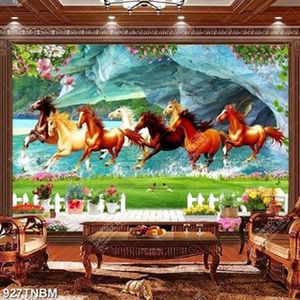 Tranh decor nghệ thuật bát mã và hoa chất lượng cao