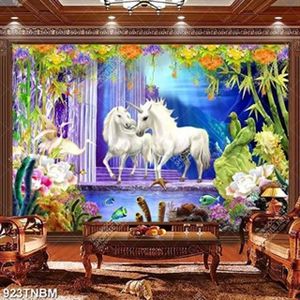 Tranh giả ngọc đôi kỳ lân trắng decor phòng khách đẹp nhất