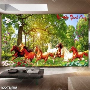 Tranh decor rừng cây và bát mã file gốc in kính