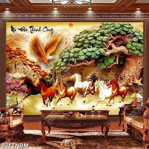 Tranh đá bát mã và đại bàng file gốc