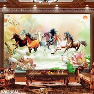 Tranh giả ngọc bát mã và cò bên hoa sen in uv