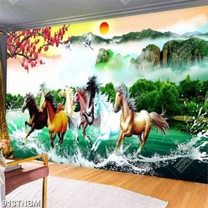 Tranh bát mã và hoa đào in uv