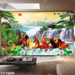 Tranh bát mã vượt thác nước file gốc