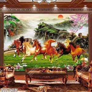 Tranh bát mã và hoa decor phòng khách đẹp nhất