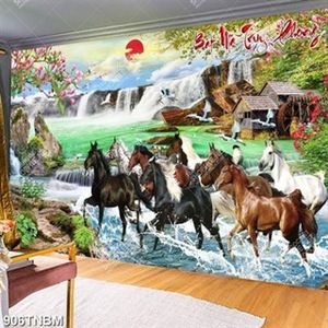 Tranh bát mã truy phong ngược dòng thác in uv