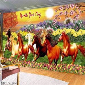 Tranh mã đáo thành công decor hoa tulip đẹp