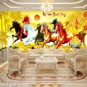 Tranh kim tiền mã đáo thành công in uv